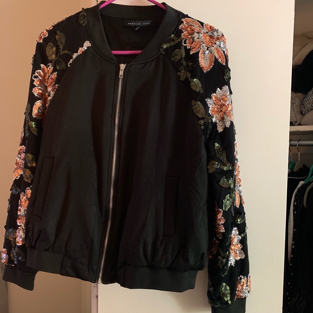 Sequined bomber jacket